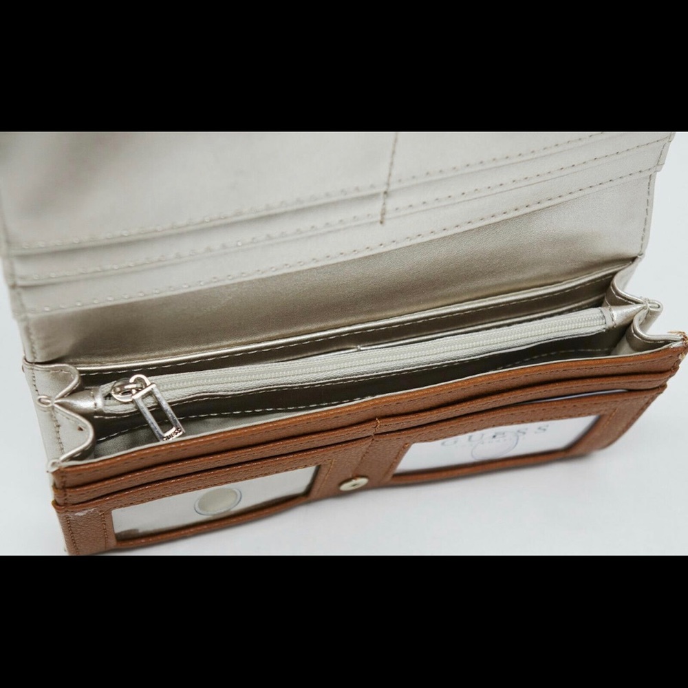 Guess Women`s Lauri Cognac Brown Large Organizer Wallet Clutch - Picture 3 of 5